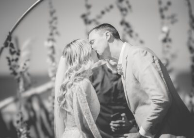 Wedding photo Antony & Heidi ceremony bride & groom kiss