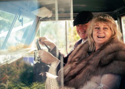 Wedding photo shoot image of George & Glenda in Land-Rover