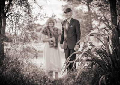 Wedding photo shoot image of George & Glenda portrait amidst bushes